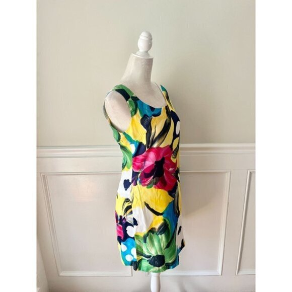 Marshall Rousso Vintage Abstract Print Sheath Dress S - Picture 2 of 4